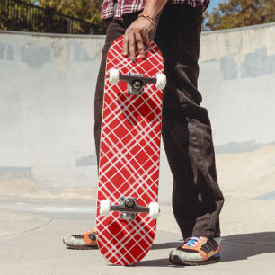 Skateboard Design de Motif en Tartan blanc rouge