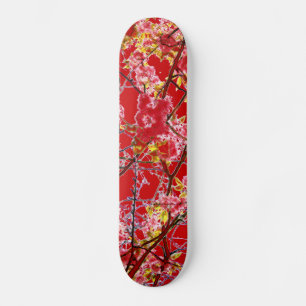 Skateboard Design floral abstrait rose et coloré