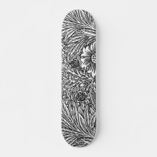 Skateboard Design floral complexe en noir et blanc