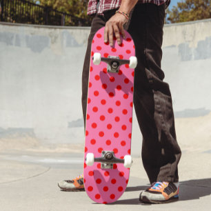Skateboard Design Pois rouge sur rose