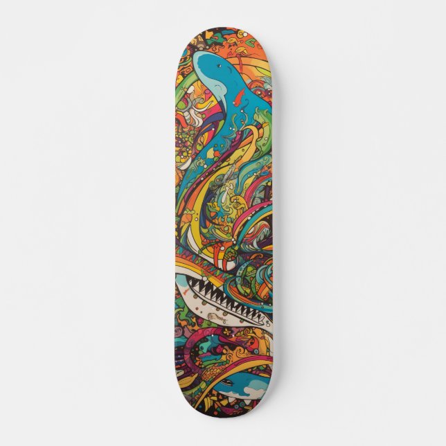 Skateboard Design psychédélique coloré (Devant)