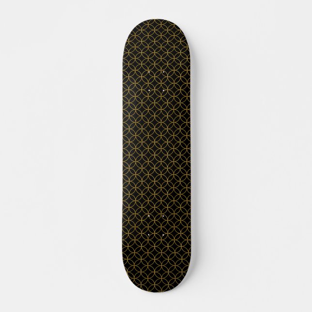 Skateboard Design traditionnel japonais1 -SHIPPO- Noir&Or (Devant)