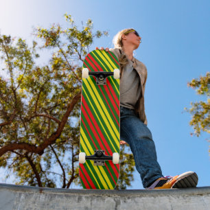 Skateboard Dessin à rayures verticales vert jaune rouge
