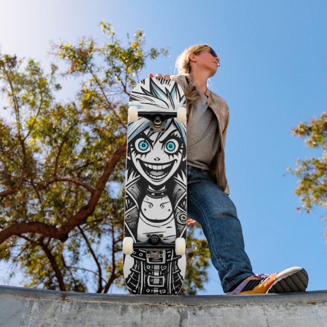 Skateboard dessin animé joyeux art original blu_eyes black_a (Extérieur 1)