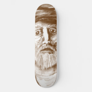 Skateboard Dessin au fusain de vieil homme brun