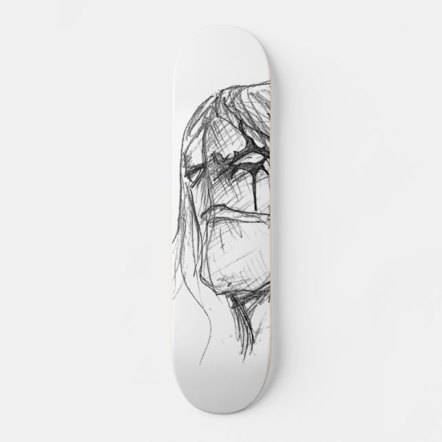Skateboard Dessin noir et blanc de l'Anime de colère (Recto)