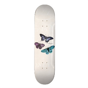 Skateboard Dessin rose pourpre bleu turquoise vintage de