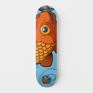 Skateboard Deux amis de poissons de natation Caricature Koi C