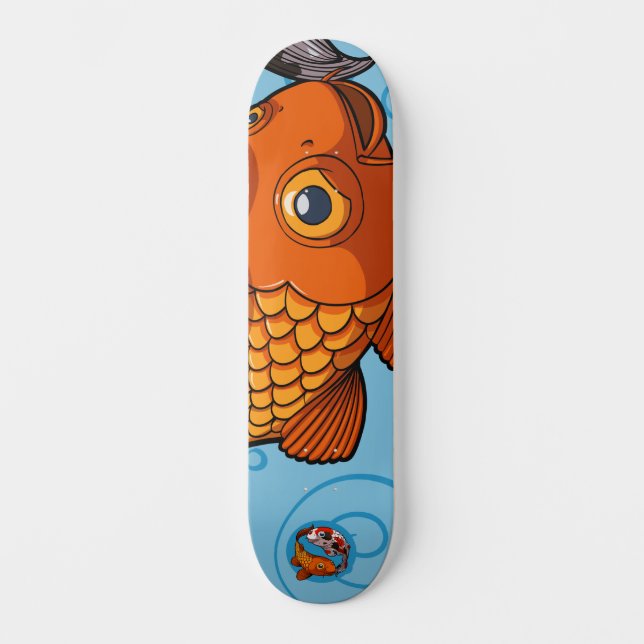 Skateboard Deux amis de poissons de natation Caricature Koi C (Recto)