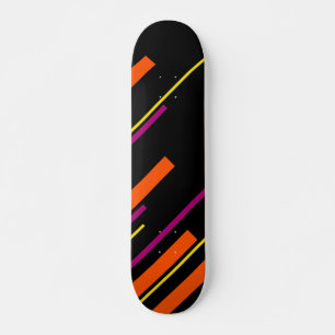 Skateboard Diagonales - Noir, rose, orange et jaune