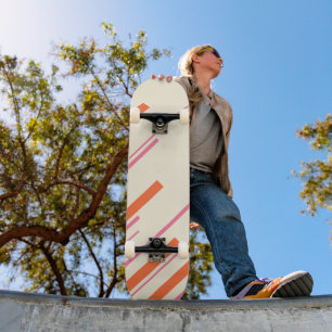 Skateboard Diagonales - rose, orange et crème