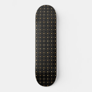Skateboard Diamants de crâne noir or Motif 2
