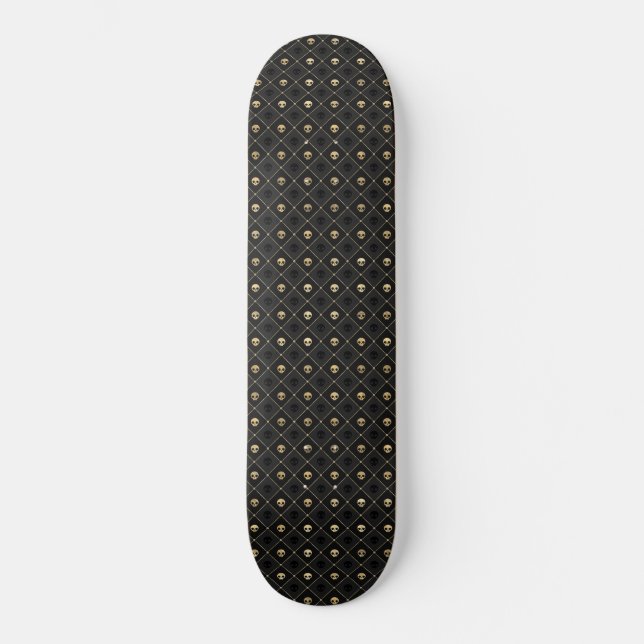 Skateboard Diamants de crâne noir or Motif 2 (Recto)