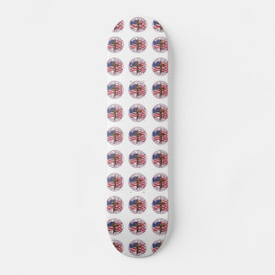 Skateboard Dieu bénisse l'Amérique et croix avec drapeau amér