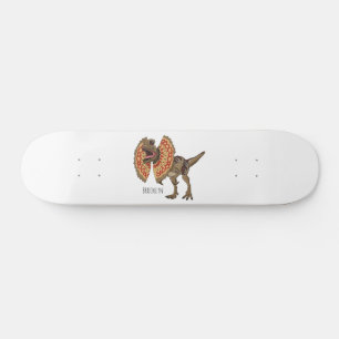 Skateboard Dilophosaurus cartoon illustration 