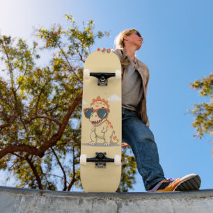 Skateboard Dinosaure Cool avec des Lunettes de Soleil Drôle e