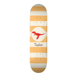 Skateboard Dinosaure Rouge T-Rex; Bandes Oranges