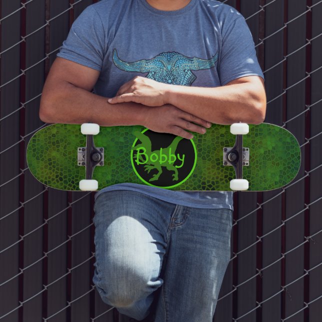 Skateboard Dinosaure Vert Personnalisé Cacher (Extérieur 3)