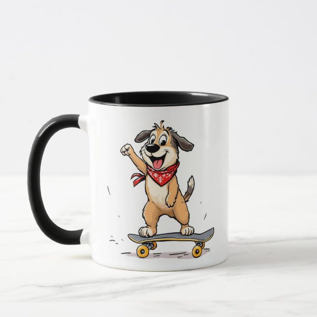 Skateboard Dog Mug - Cadeau amusant et jouant (Gauche)