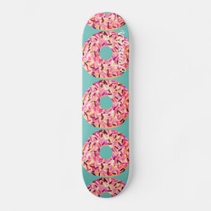 Skateboard Donuts parsemés de rose Fille Customisée