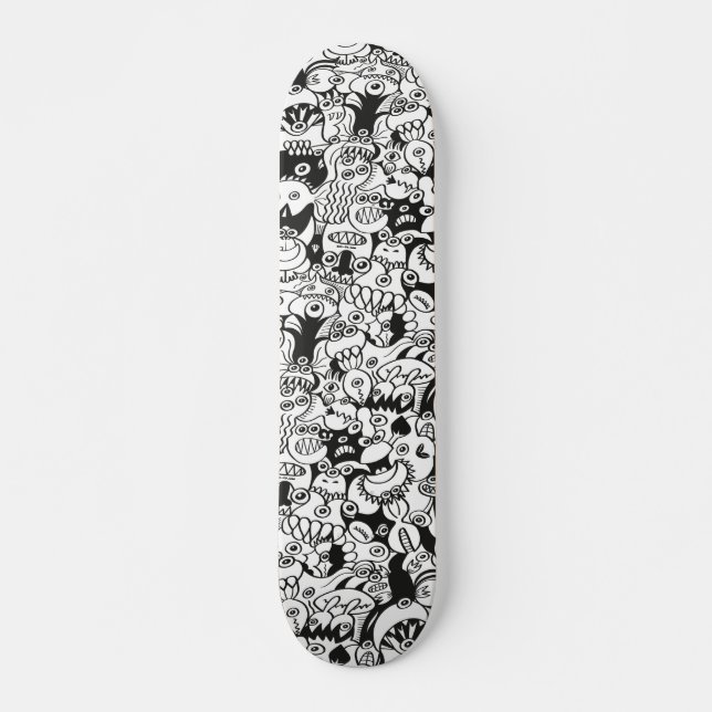 Skateboard Doodles fous posant dans un design motif transpare (Devant)