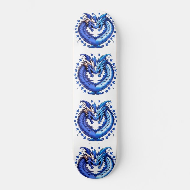 Skateboard Dragon bleu avec étoiles (Recto)