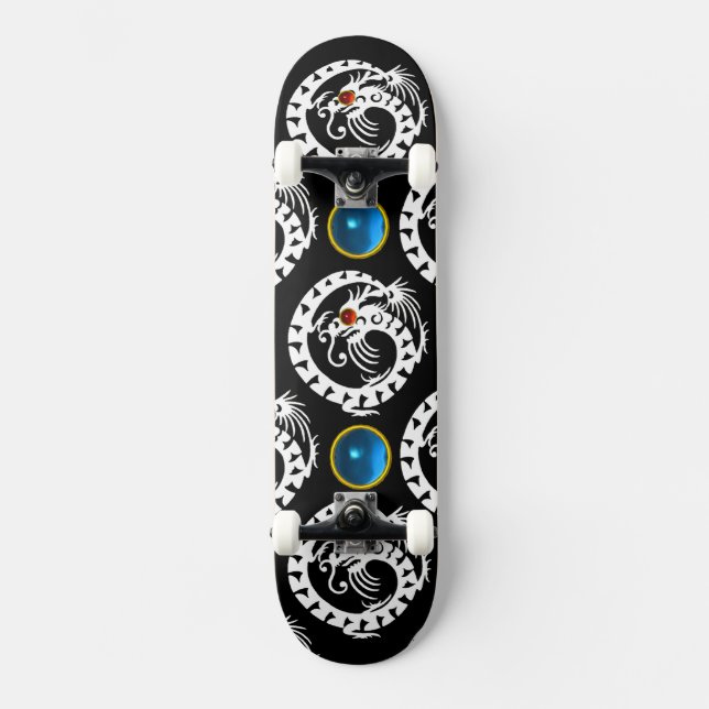 Skateboard DRAGON de SERPENT, noir, rubis rouge blanc, saphir (Recto)