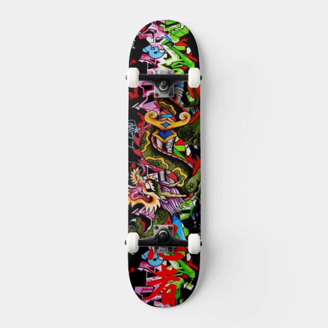 Skateboard Dragon japonais avec la planche à roulettes de (Recto)