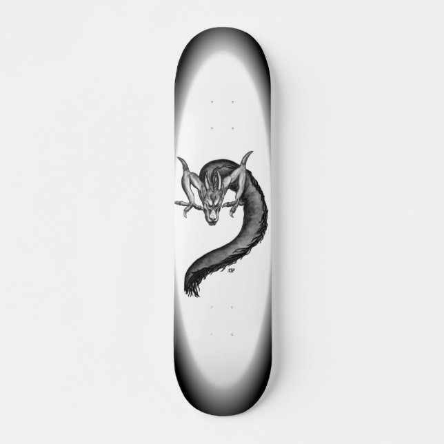 Skateboard Dragon noir et blanc (Devant)