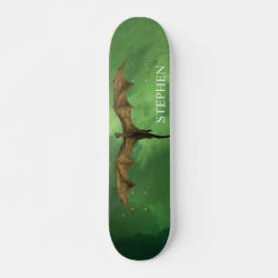 Skateboard Dragon Volant Vert Nebula Galaxy Monogramme