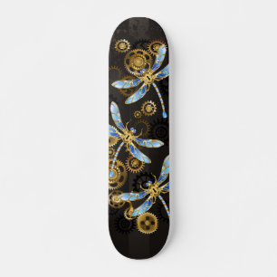 Skateboard Dragonflies de Steampunk sur arrière - plan rayé b