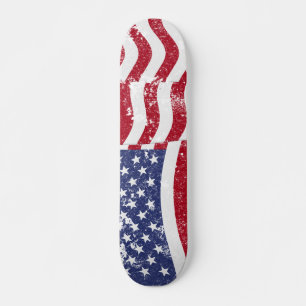 Skateboard Drapeau américain agité - désorganisé