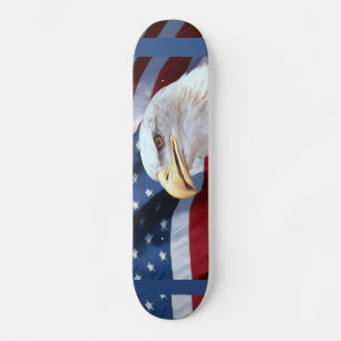 Skateboard Drapeau américain et aigle à tête blanche