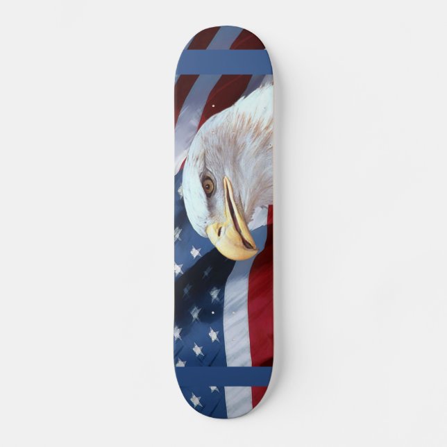 Skateboard Drapeau américain et aigle à tête blanche (Recto)