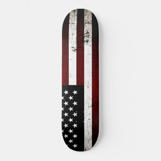 Skateboard Drapeau américain grunge noir (Recto)
