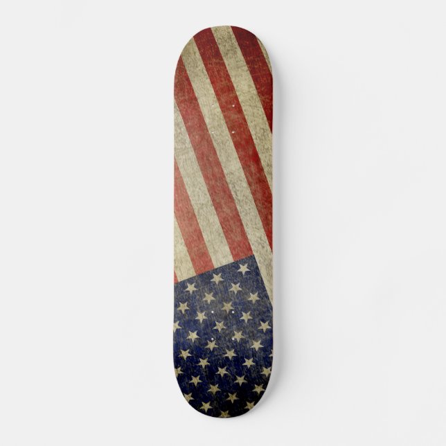 Skateboard Drapeau américain patiné et en détresse (Recto)