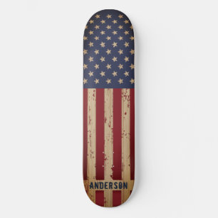 Skateboard Drapeau américain Patriotique Personnalisé Bois Ru