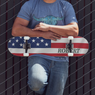 Skateboard Drapeau américain personnalisé USA 4 juillet Perso