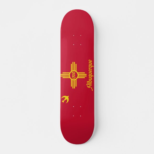 Skateboard Drapeau d'Albuquerque, Nouveau Mexique (Devant)