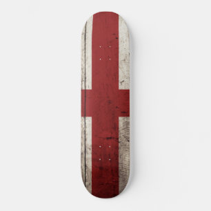 Skateboard Drapeau d'Angleterre sur le vieux grain de bois