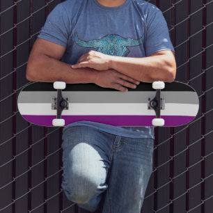 Skateboard Drapeau de fierté asexué de SlipperyJoe mettant l'