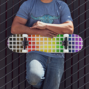 Skateboard Drapeau de fierté gay arc-en-ciel coloré à carreau