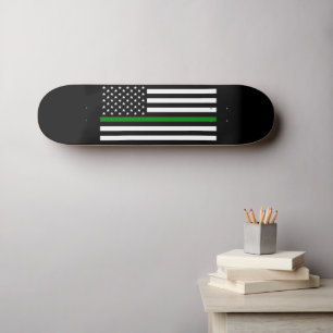 Skateboard Drapeau de la fine ligne verte : vétérans militair