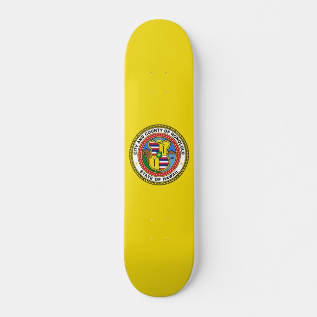 Skateboard Drapeau de la ville d'Honolulu, Hawaii (Devant)