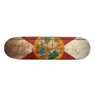 Skateboard Drapeau d'état de la Floride sur le vieux grain en
