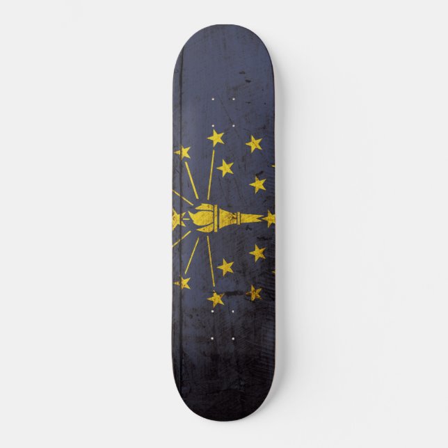Skateboard Drapeau d'état de l'Indiana sur le vieux grain en (Recto)