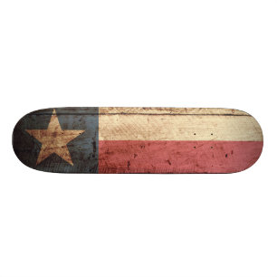 Skateboard Drapeau d'état du Texas sur le vieux grain en boi