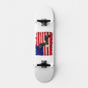 Skateboard Drapeau Et Aigle Peints D'Art Folk