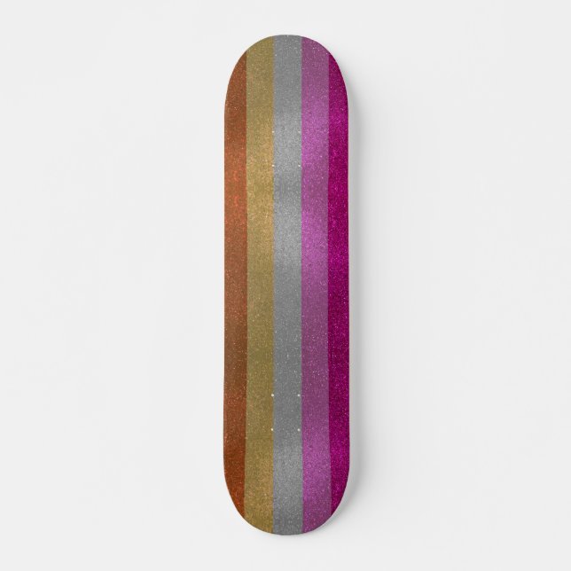 Skateboard Drapeau Gay pride lesbienne Parties scintillant ét (Devant)