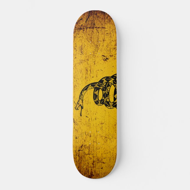 Skateboard Drapeau grunge noir de Gadsden (Recto)